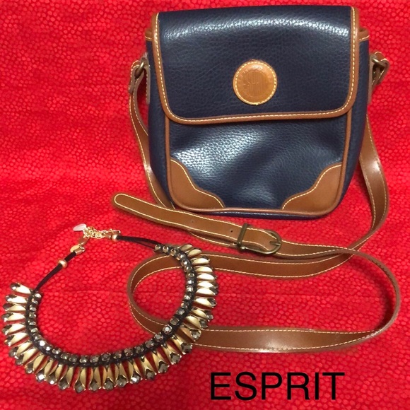 Esprit Handbags - ESPRIT NAVY BLUE BROWN CROSSBODY PURSE